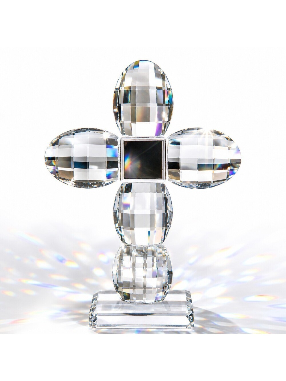 8 Inch Crystal Cross Glass Christian Decor with Standing Clear Traditional